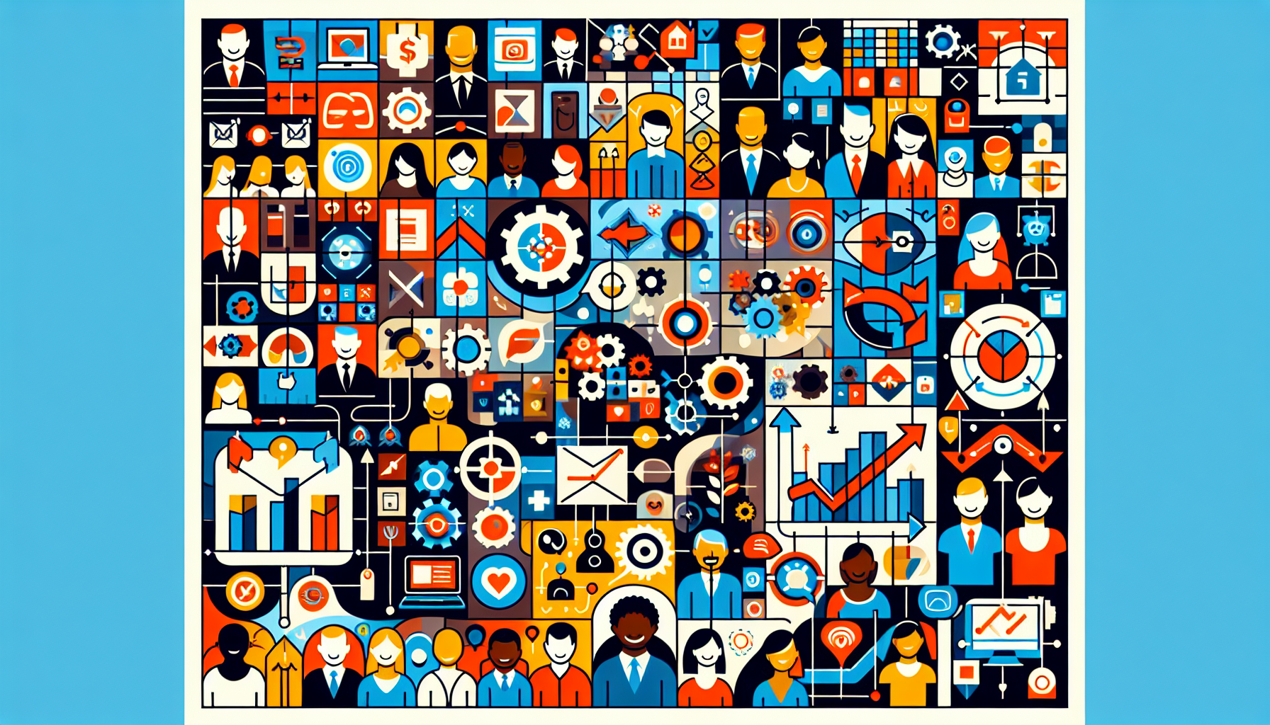 Illustration of diverse professionals engaging in user-centric design for business growth, highlighting collaboration and innovative software solutions.