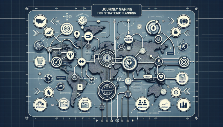 Visual representation of journey mapping aligning business operations with user needs in a strategic and modern style.